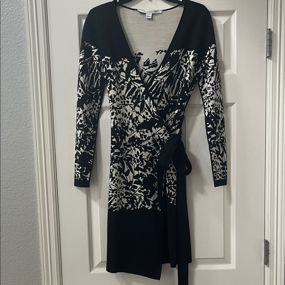 DVF Classic Black and White Wrap Dress
